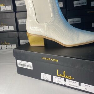 Lulu's White Croc Ankle Booties